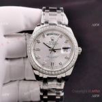 Rolex Day Date Special Edition Stainless Steel Diamond Bezel Watch 36mm